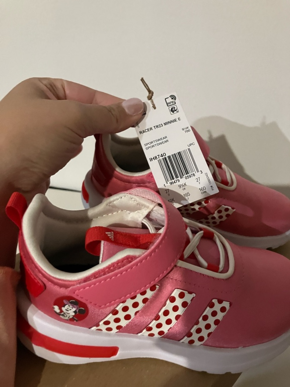 New ADIDAS X DISNEY Pink and White Kids' Minnie Mouse Velcro Athletic Sneakers - Picture 3 of 12